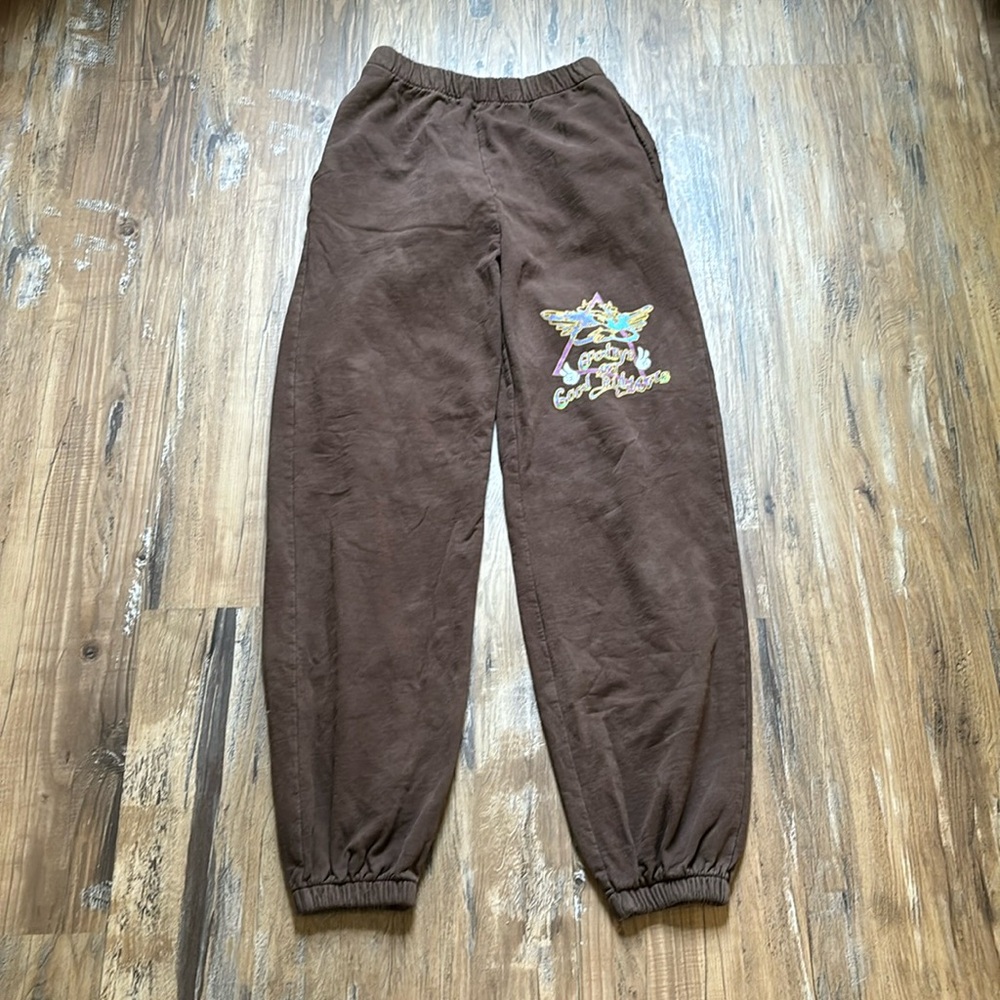 Boys Lie Good Bye and Good Riddance Brown Jogger Sweatpants - Picture 3 of 10